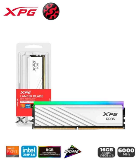 MEMORIA RAM XPG LANCER 16GB 6000MHZ CL30 RGB WHITE