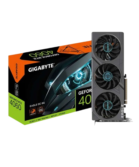TARJETA DE VIDEO GIGABYTE RTX 4060 8GB EAGLE 3 FANS GDDR6